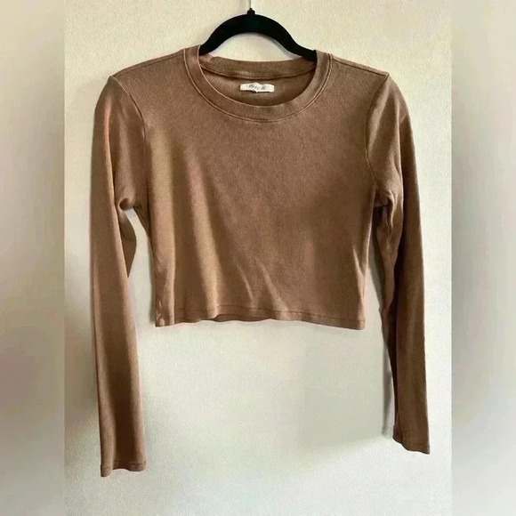 Madewell Tan Ribbed Crop Top - Size Medium - Picture 1 of 4